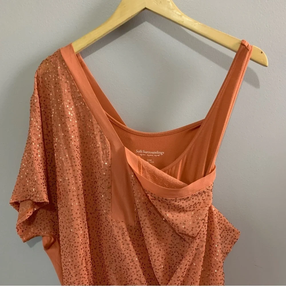Soft Surroundings Aragon Resplendent Dress Sequins High Low Hem Womens L Large